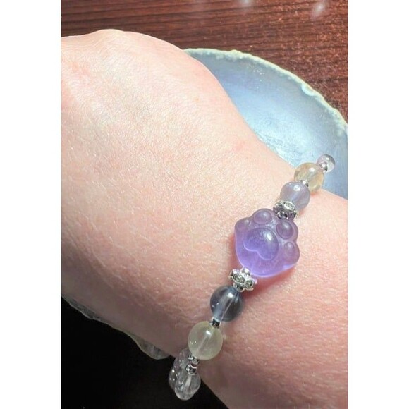Fluorite Paw Bracelet with adjustable chain - Picture 4 of 4